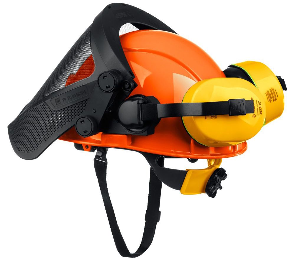 Каска защитная в комплекте с наушниками и защитным сетчатым экраном Триада ЗУБР 11099 - фото