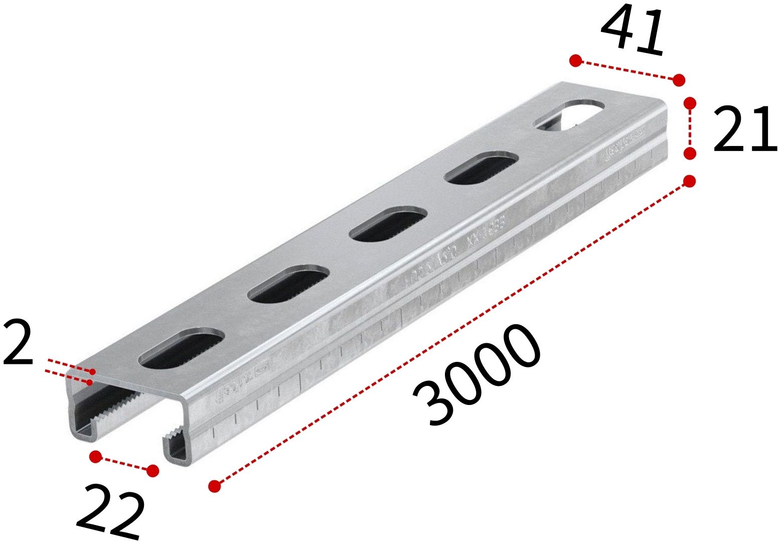 Профиль монтажный С-образный 21х2,0х3000 мм Fischer FUS 097660, оцинкованная сталь - фото
