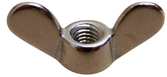 Гайка барашковая М6 DIN 315, никелированная латунь (немецкий тип) - фото