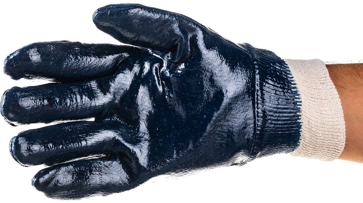 Перчатки с манжетой L (9) маслобензостойкие с нитриловым покрытием Hard ЗУБР 11272-L - фото