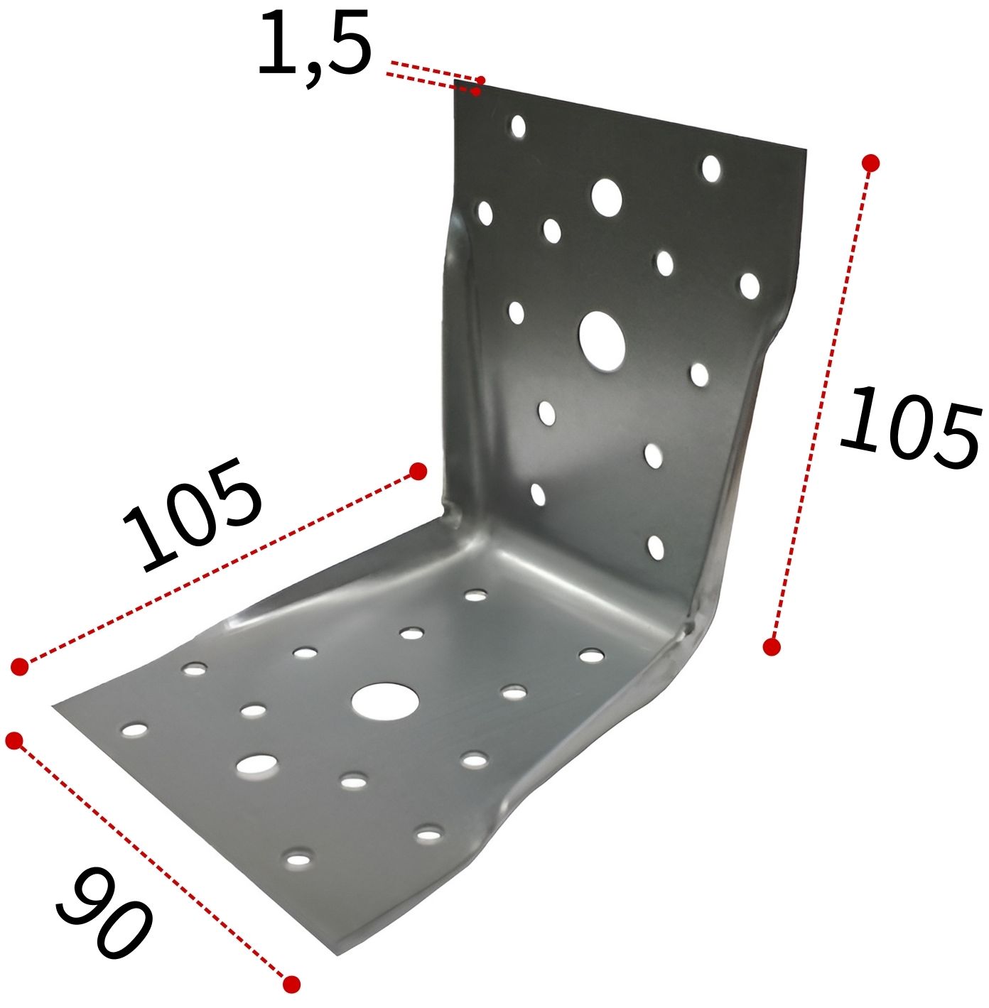 Уголок крепежный усиленный 105х105х90 мм ПТ Т-34, горячий цинк - фото