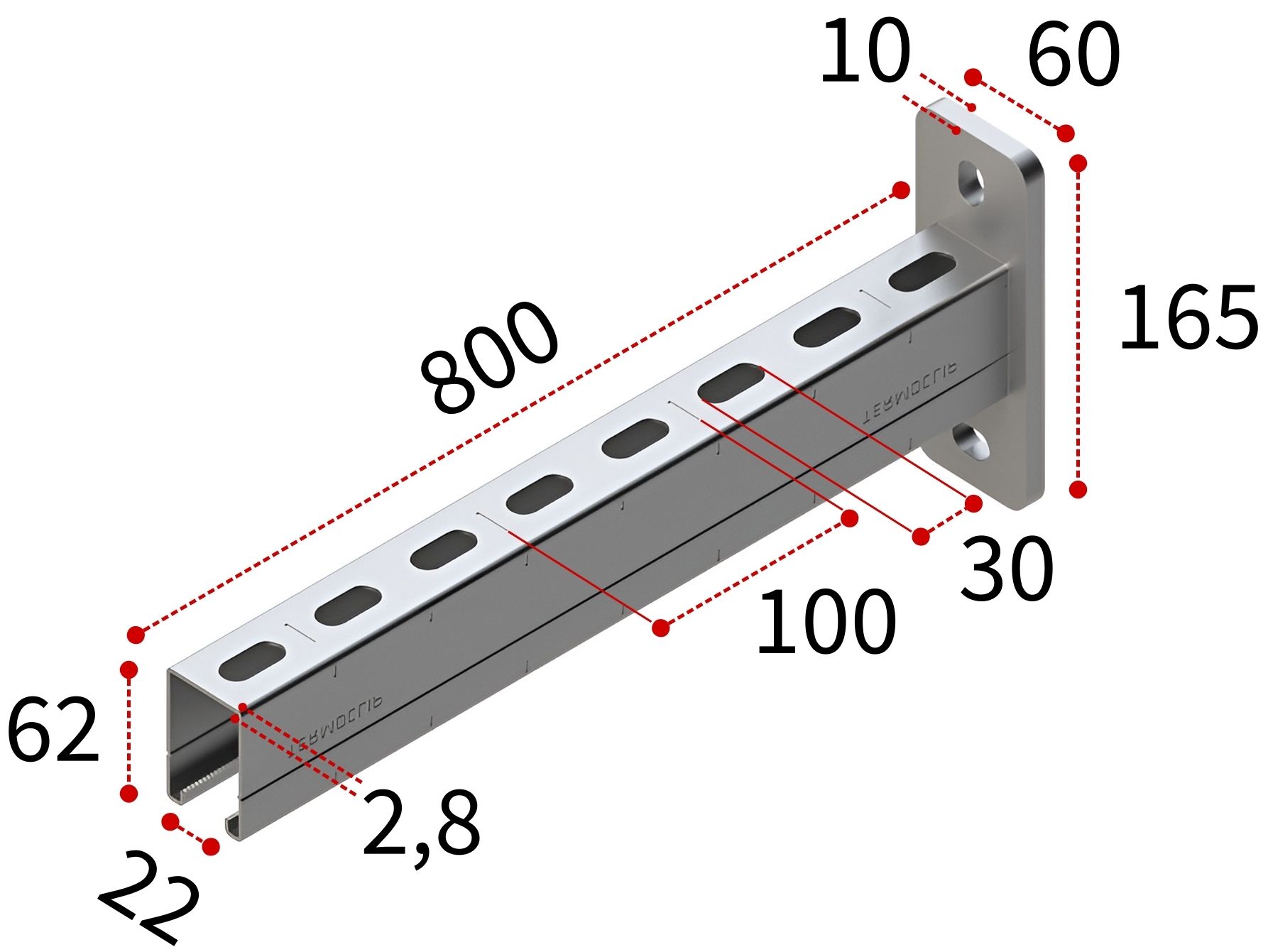 Консоль 41х62х2,5-800 TERMOCLIP - фото