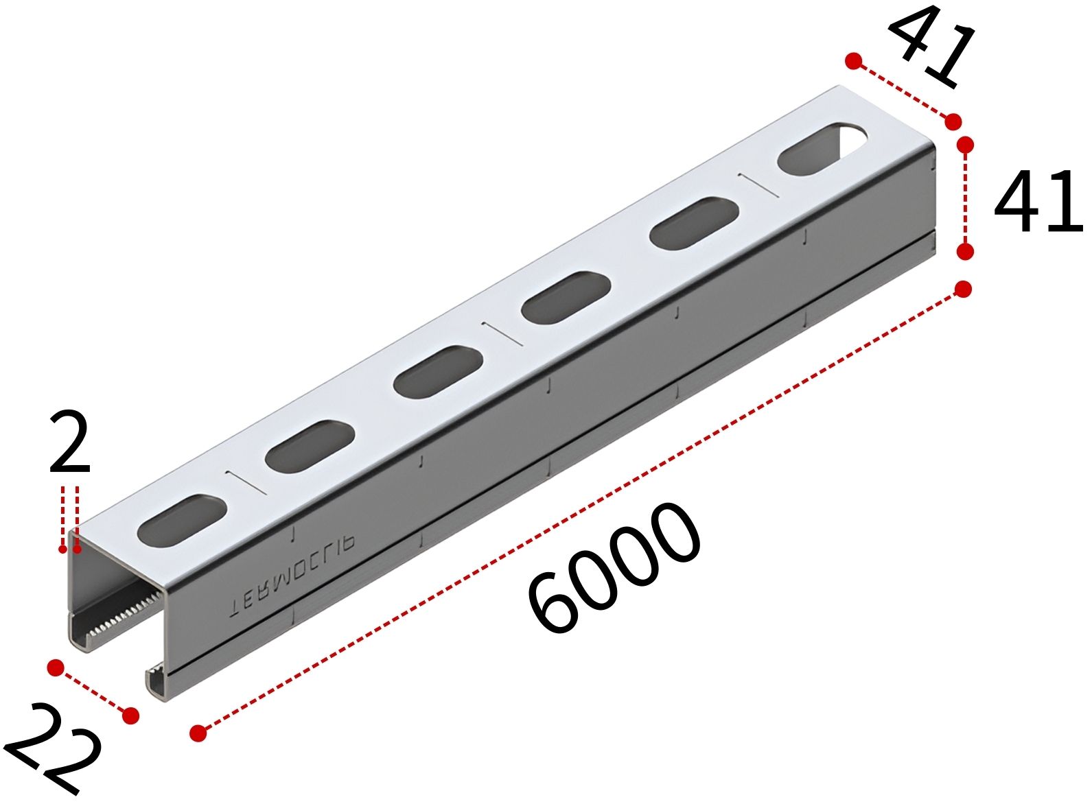 Профиль С-образный 41х41х2,0 мм, L=6000 мм, тип H/S TERMOCLIP 09369003, горячий цинк - фото