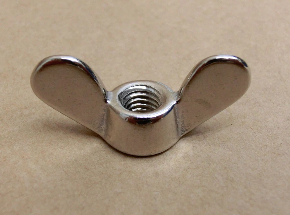 Гайка барашковая DIN 315, никелированная латунь (немецкий тип) - фото