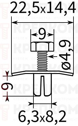 Клипса автомобильная с резьбовым штырьком 0181 - фото
