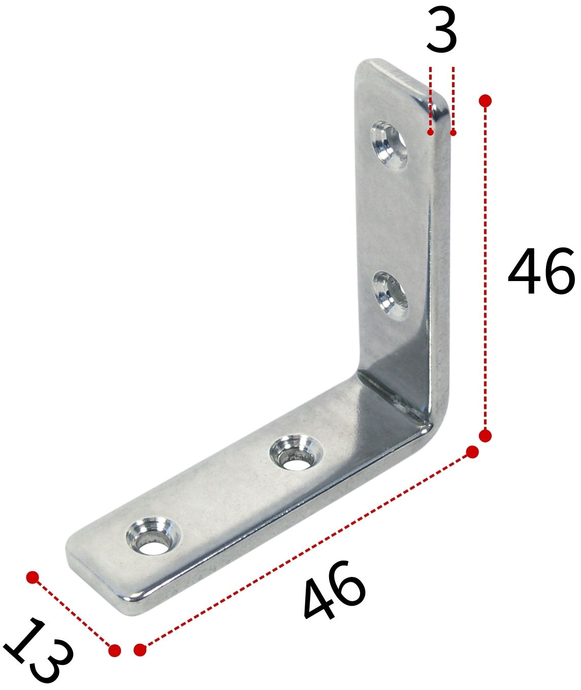 Уголок бытовой 46х46х3 мм, нержавеющая сталь А2 (М8340-B) - фото