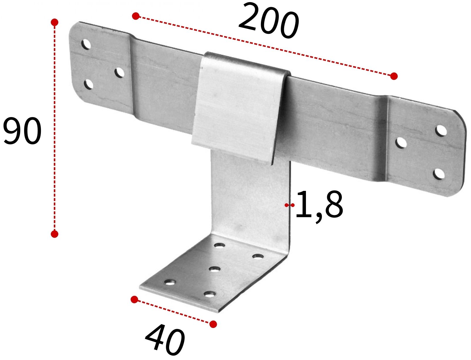 Скользящая опора для стропил KUCIS 200х90х40х1,8 мм, оцинкованная сталь - фото