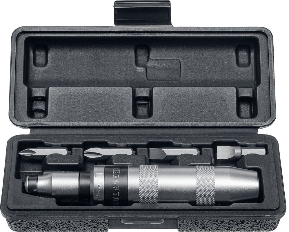Отвертка ударно-поворотная с битами Kraftool ID-6 25555, 6 предметов - фото