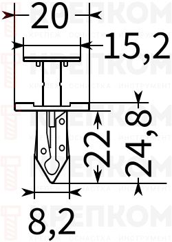 Клипса автомобильная нажимная с фиксатором 0048 - схема