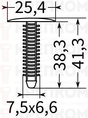 Клипса автомобильная крепежная нажимная AS-208 Клипса автомобильная крепежная нажимная AS-208 - схема