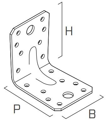 Уголок крепежный усиленный 70х70х55х1,5 мм WBR Holz Technic Уголок крепежный усиленный 70х70х55х1,5 мм WBR Holz Technic - схема, чертеж