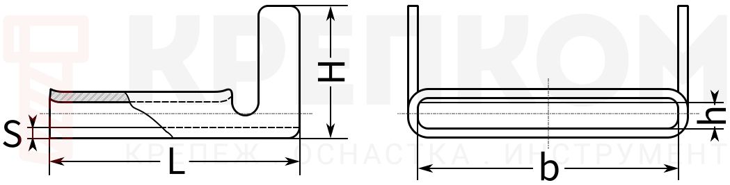 Скрепа для ленты ЛКС 12 мм, нержавеющая сталь A2 Скрепа для ленты ЛКС 12 мм, нержавеющая сталь A2 - схема