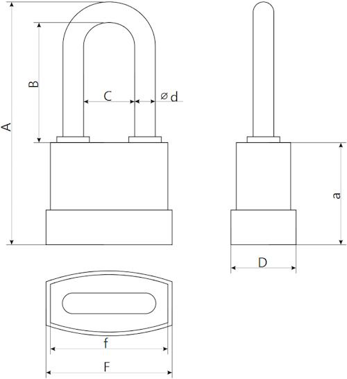 Навесной всепогодный замок с удлиненной дужкой Apecs - схема Навесной всепогодный замок с удлиненной дужкой Apecs - схема