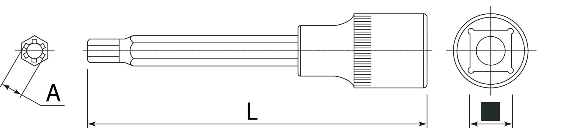 Насадка торцевая 1/2"DR со вставкой-битой RIBE M10 L-110 мм Jonnesway, S63H4910 - cхема Насадка торцевая 1/2"DR со вставкой-битой RIBE M10 L-110 мм Jonnesway, S63H4910 - cхема