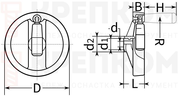 Ручка-маховик для станков U54 - схема Ручка-маховик для станков U54 - схема