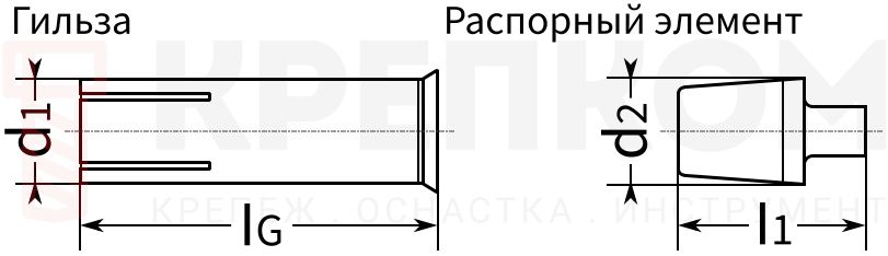 Забивной анкер HILTI HKD Забивной анкер HILTI HKD - схема, чертеж