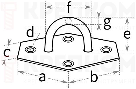 Проушина для навесного замка 105 мм - схема, чертеж
