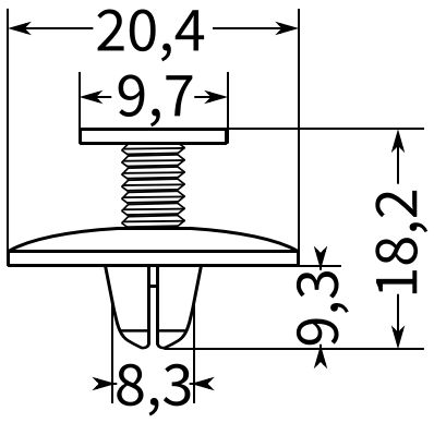 Клипса автомобильная с резьбовым штырьком 0139 - схема