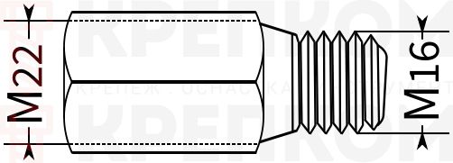 Штуцер-переходник внутренний М22/внешний М16 - схема