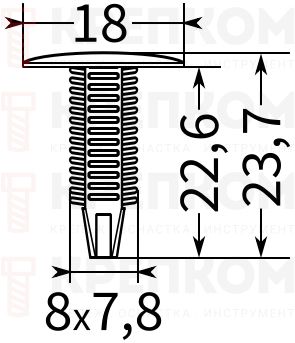 Клипса автомобильная нажимная 0116 - схема