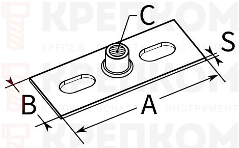 Пластина опорная облегченная ПТ 80х30 - схема, чертеж