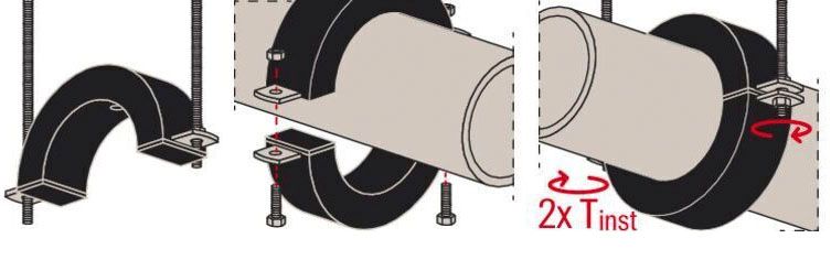 Хомут для низких температур с термоизоляцией KFS, Fischer Хомут для низких температур с термоизоляцией KFS, Fischer - монтаж 2