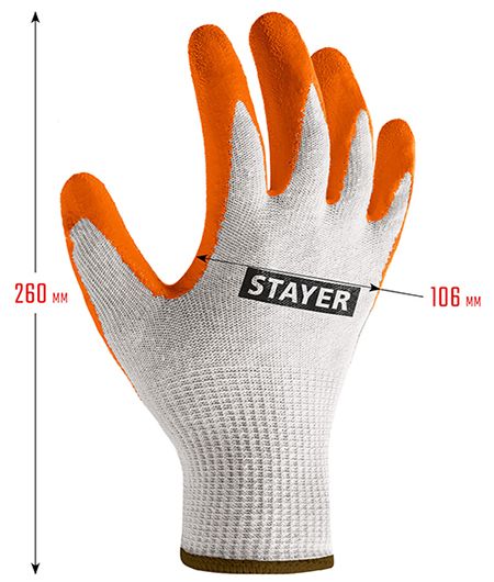Перчатки хлопчатобумажные с рельефным латексным покрытием L-XL Ultra Stayer 11403-XL - размеры Перчатки хлопчатобумажные с рельефным латексным покрытием L-XL Ultra Stayer 11403-XL - размеры