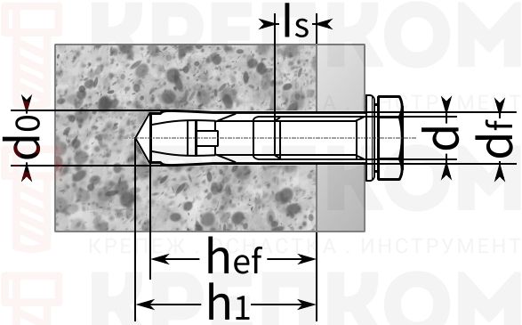 Забивной анкер HILTI HKD Забивной анкер HILTI HKD - чертеж