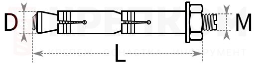 Анкерный болт двухраспорный - схема, чертеж