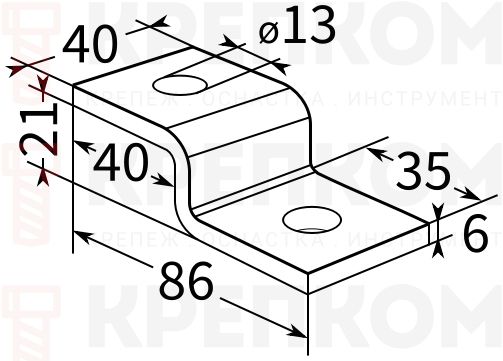 Скоба соединительная для монтажной системы FUS Fischer FZF 21-схема Скоба соединительная для монтажной системы FUS Fischer FZF 21-схема