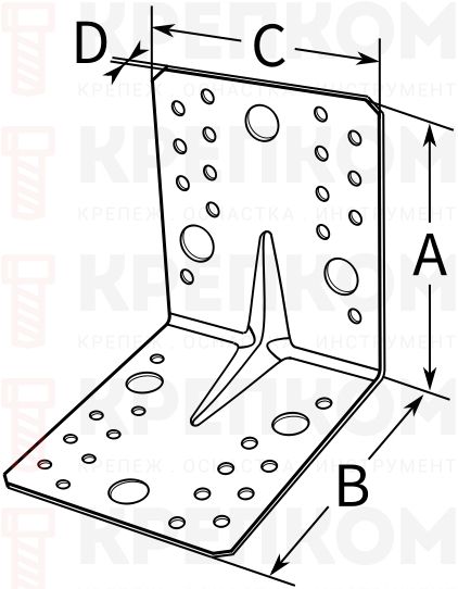 Уголок усиленный 105х105х90х1,5 мм RKPZ2 - схема Уголок усиленный 105х105х90х1,5 мм RKPZ2 - схема