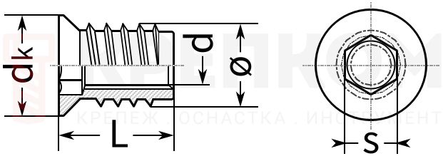 Vtulka rezbovaya s potaynym flantsem Vtulka rezbovaya s potaynym flantsem shema
