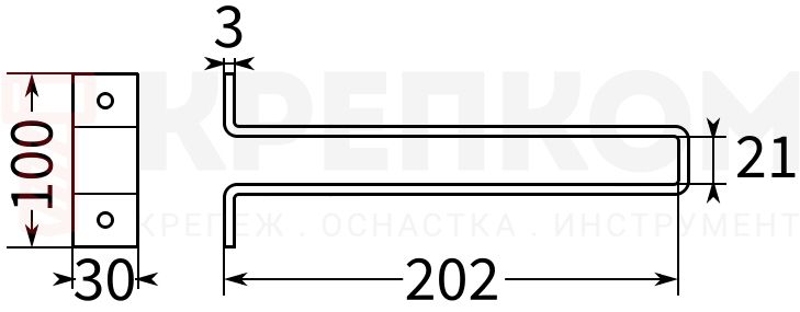 Кронштейн Домарт ЛОФТ 200 мод. 8 - схема, чертеж Кронштейн Домарт ЛОФТ 200 мод. 8 - схема, чертеж