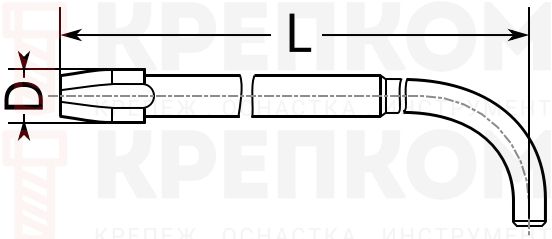 Метчик гаечный с изогнутым хвостовиком Р6М5 ГОСТ 6951-71 - схема Метчик гаечный с изогнутым хвостовиком Р6М5 ГОСТ 6951-71 - схема