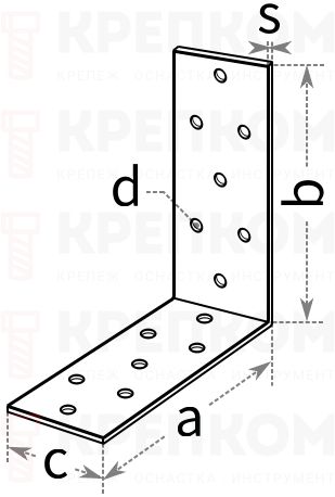 Крепежный уголок 100x100x40 мм - схема, чертеж