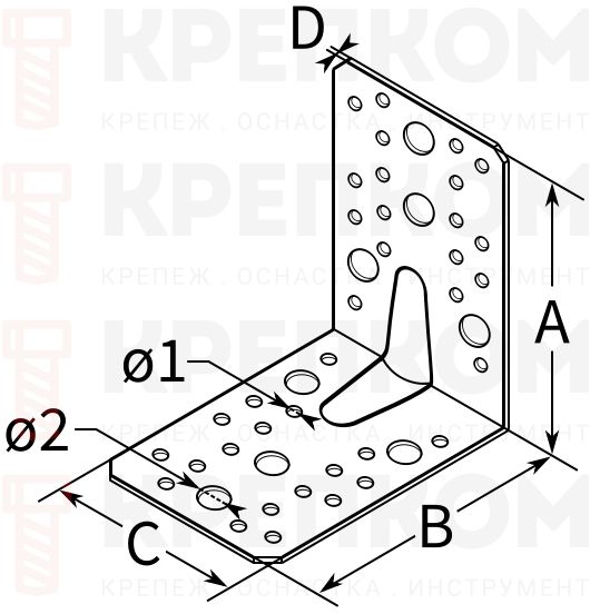 Уголок усиленный 130х130х90х2,0 мм RKPL7 - схема Уголок усиленный 130х130х90х2,0 мм RKPL7 - схема