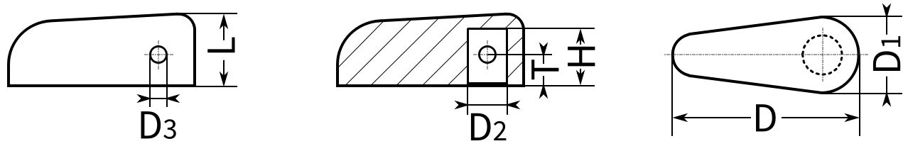 Промышленная поворотная ручка-флажок - чертеж (размеры) Промышленная поворотная ручка-флажок - чертеж (размеры)
