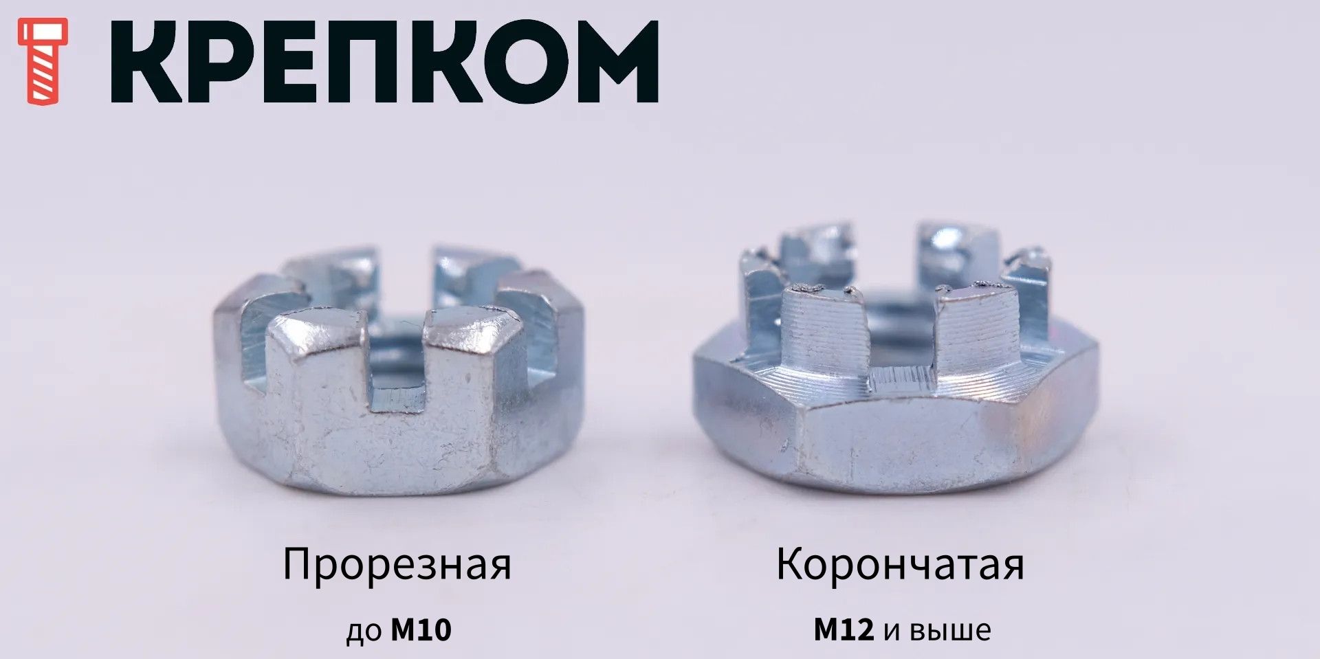 Корончатая и прорезная гайка DIN 935, оцинкованная сталь - фото