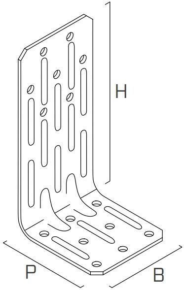 Крепежный перфорированный уголок 55х120х60 мм Holz Technic WVS Крепежный перфорированный уголок 55х120х60 мм Holz Technic WVS - схема, чертеж