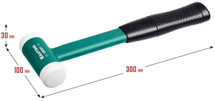 Молоток безынерционный 450 г Dead Blow Kraftool 2078-30 - размеры Молоток безынерционный 450 г Dead Blow Kraftool 2078-30 - размеры