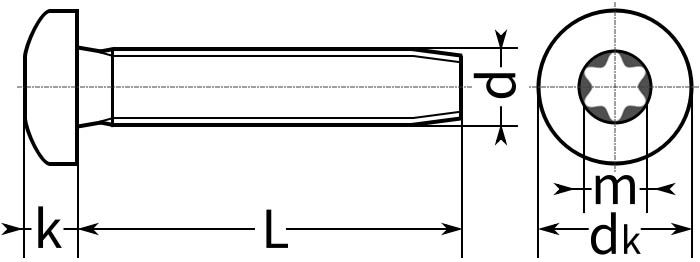 Винт резьбовыдавливающий с полукруглой головкой TX DIN 7500 C - схема Винт резьбовыдавливающий с полукруглой головкой TX DIN 7500 C - схема