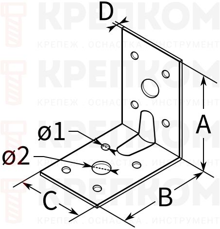 Уголок усиленный 50х50х35х2,0 мм RKPL5 - схема Уголок усиленный 50х50х35х2,0 мм RKPL5 - схема