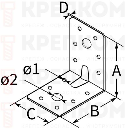 Уголок усиленный 60х60х45х2,5 мм RKP6 - схема Уголок усиленный 60х60х45х2,5 мм RKP6 - схема