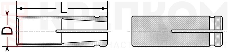 Анкер распорный (цанга) латунный - схема, чертеж