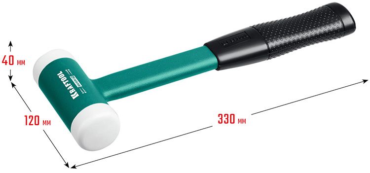 Молоток безынерционный 680 г Dead Blow Kraftool 2078-40 - размеры Молоток безынерционный 680 г Dead Blow Kraftool 2078-40 - размеры