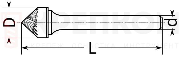 Борфреза конус 90°- схема Борфреза конус 90°- схема