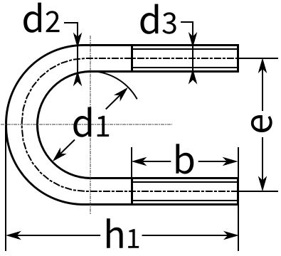 Скоба U-образная DIN 3570 form A-схема Скоба U-образная DIN 3570 form A-схема