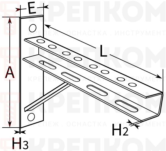 Кронштейн RAL 7035 - схема, чертеж