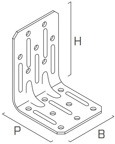 Крепежный перфорированный уголок 55х80х60 мм Holz Technic WVS Крепежный перфорированный уголок 55х80х60 мм Holz Technic WVS - схема, чертеж
