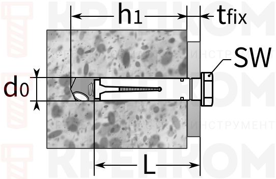 Анкер для высоких нагрузок Fischer TA M-S Анкер для высоких нагрузок Fischer TA M-S - схема, чертёж
